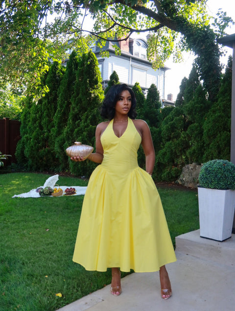 Sara Midi Dress (Yellow)