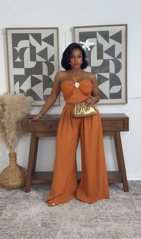 The Sunset Knot Pants Set (Orange)