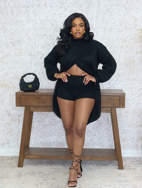 The Luxe Layered Shorts Set (Black)