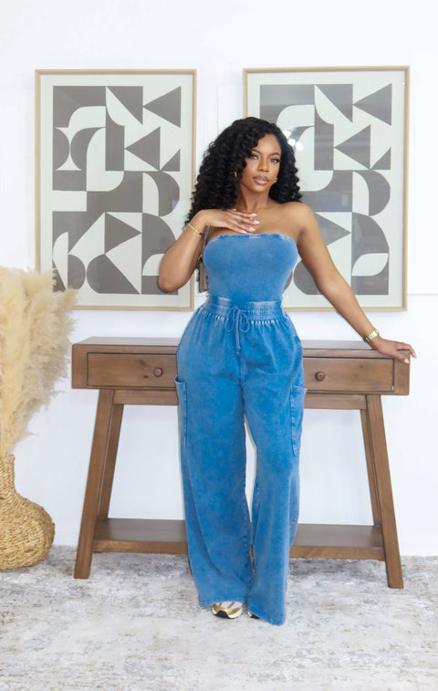 Tia Acid Wash Jumpsuit (Blue) - Fitz Clothing