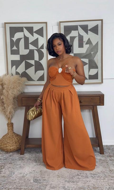 The Sunset Knot Pants Set (Orange)