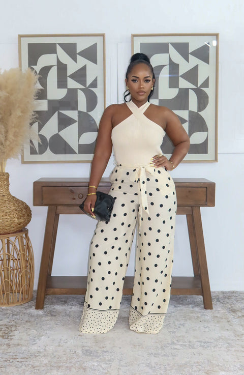 Hanna Polka Jumpsuit (Champagne)