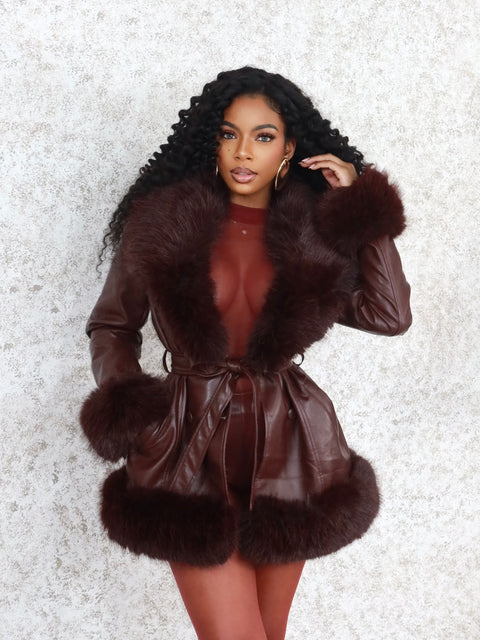 Prema Fur Coat (Burgundy)