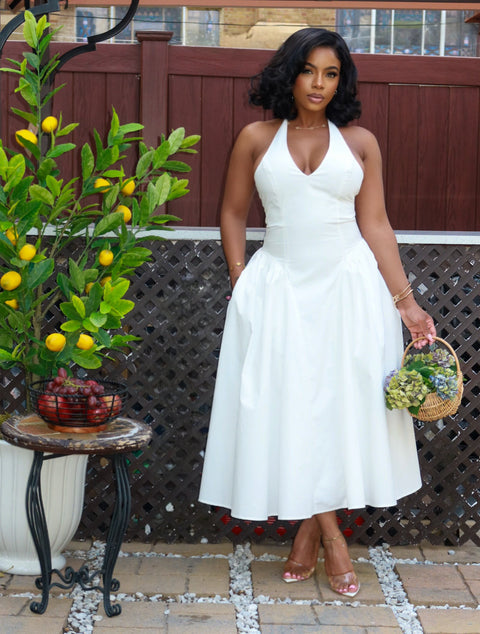 Sara Midi Dress (White)
