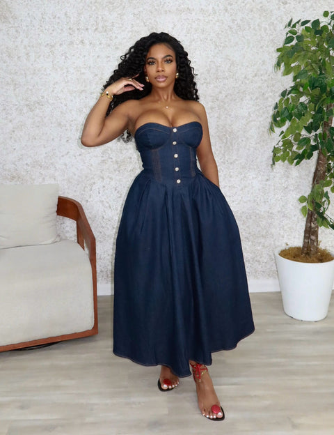 Merlot Denim Midi Dress