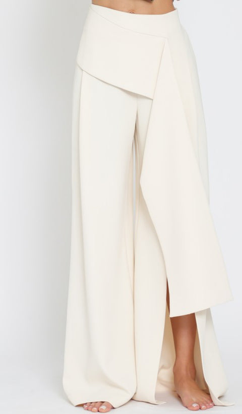 Lux Draped Leg Slit Pants