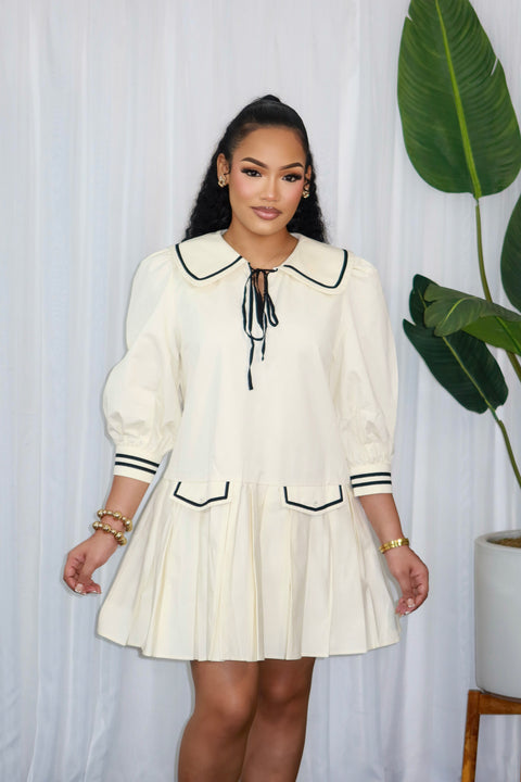 Peter Pan Pleated Dress - Fitz Clothing