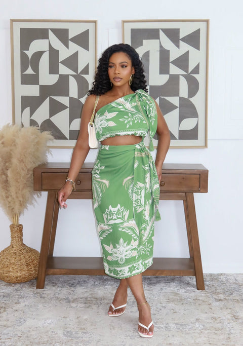 Meet Me In Tulum Skirt Set (Green) - Fitz Clothing