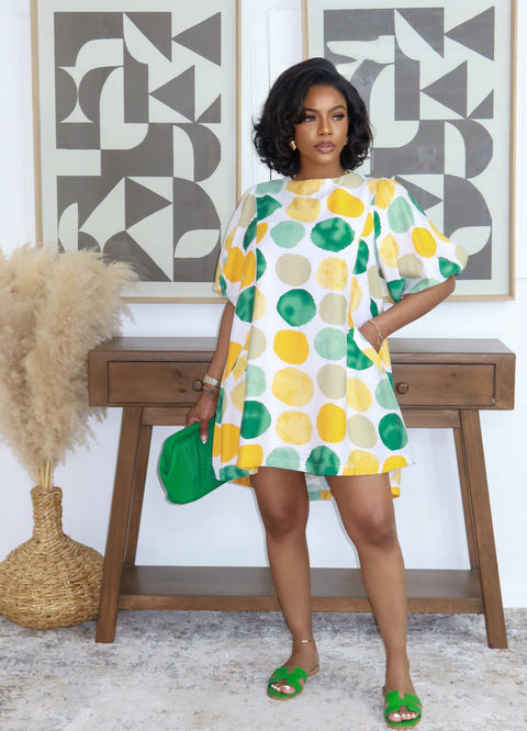 Summer Polka Mini Dress (Green) - Fitz Clothing