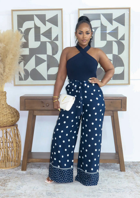 Hanna Polka Jumpsuit (Navy)