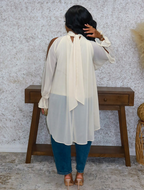 Jessica High Low Top (Cream) - Fitz Clothing