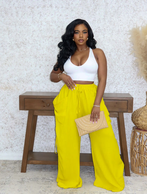 Flow Ruched Drawstring Pants (Mustard)