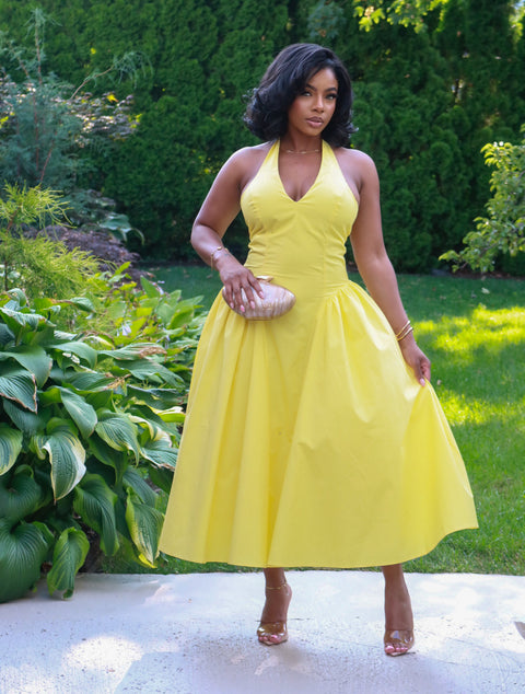 Sara Midi Dress (Yellow)