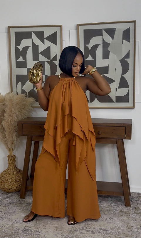 Elegance In Gold Jumpsuit (Orange)