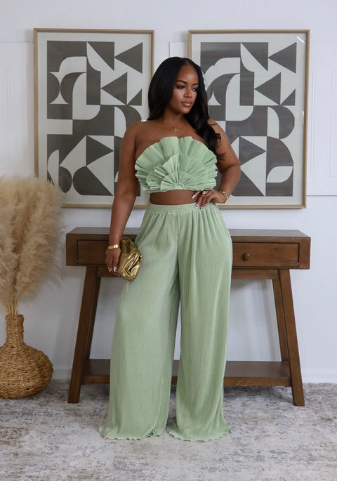 Fun in Tulum Pants Set (Sage) - Fitz Clothing