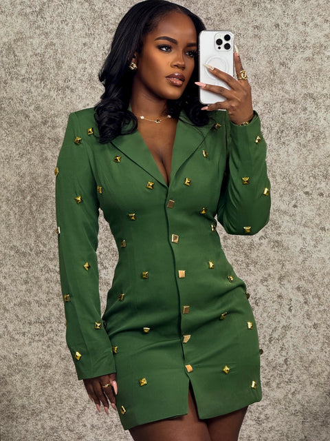 Diva Blazer Dress (Olive Green)