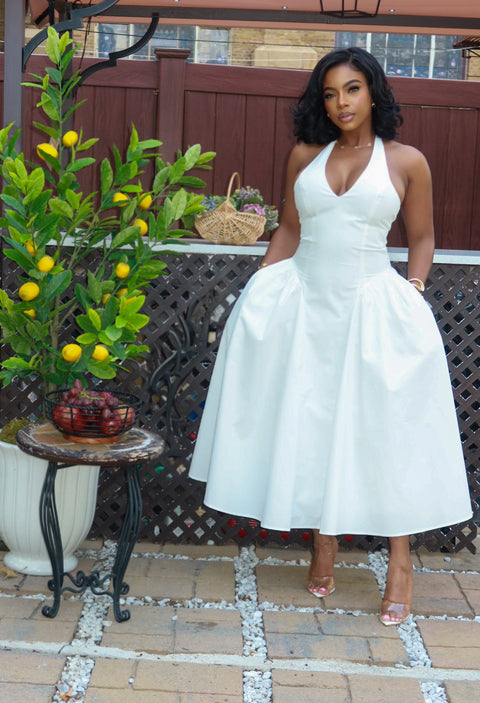 Sara Midi Dress (White)