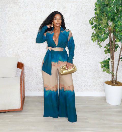 Jade Shirt Jumpsuit (Teal)