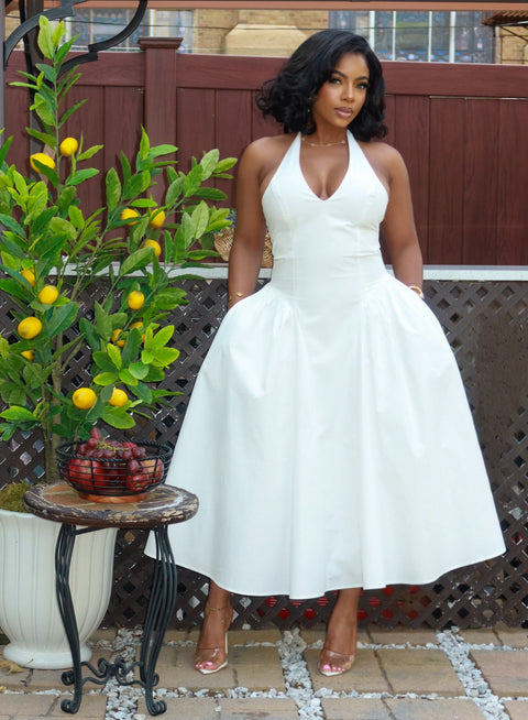 Sara Midi Dress (White)