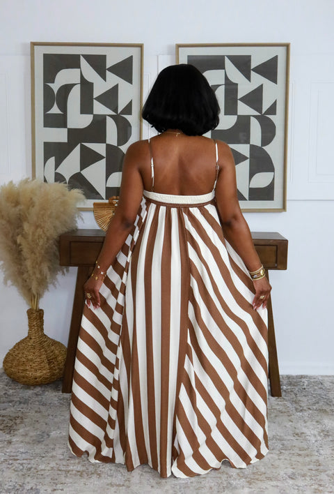 The Aurora Flow Maxi Dress (Brown) - Fitz Clothing