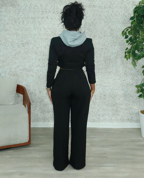 Cecilia Pants Set (Black/Grey)