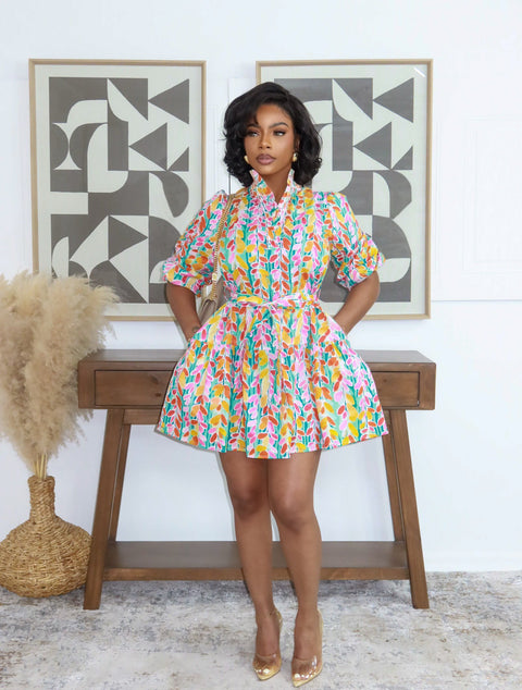 Petal Paradise Ruffle Dress (Jade) - Fitz Clothing