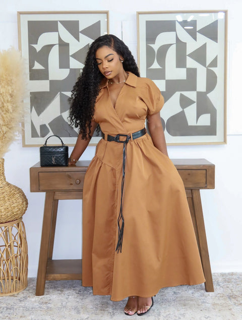 Kemoya Luxe Midi Dress (Brown)