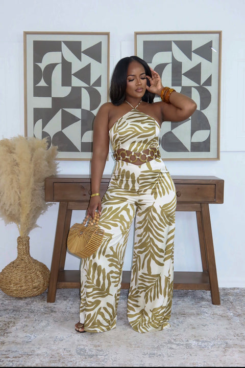 Waist Ring Jumpsuit (Olive) - Fitz Clothing