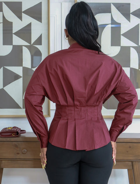The Signature Corset Shirt (Burgundy)