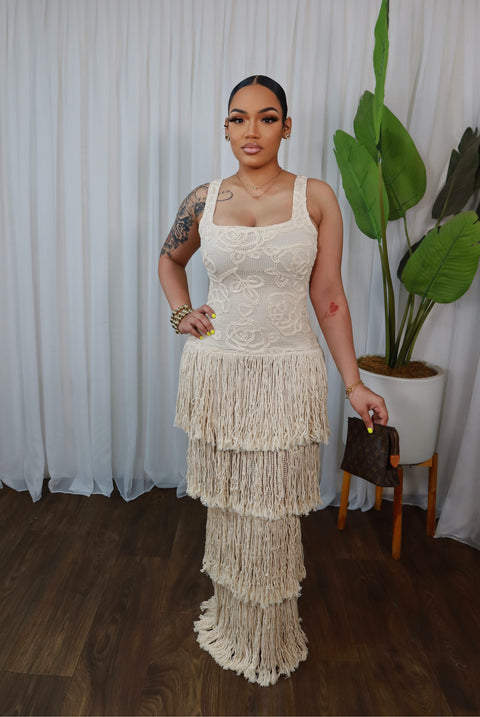 Wifey Tassel Dress(Natural) - Fitz Clothing