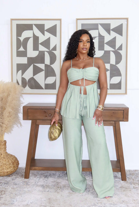 Fiona Linen Set (Sage) - Fitz Clothing