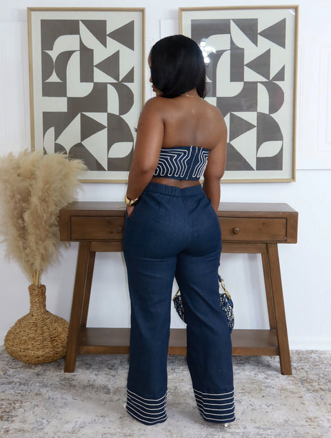 Harbor Lines Denim Pants Set (Dark Denim) - Fitz Clothing