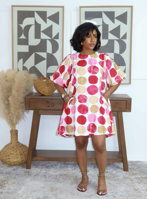 Summer Polka Mini Dress (Red) - Fitz Clothing