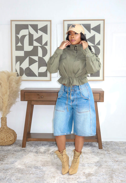 Dalia Woven Jacket (Olive) - Fitz Clothing