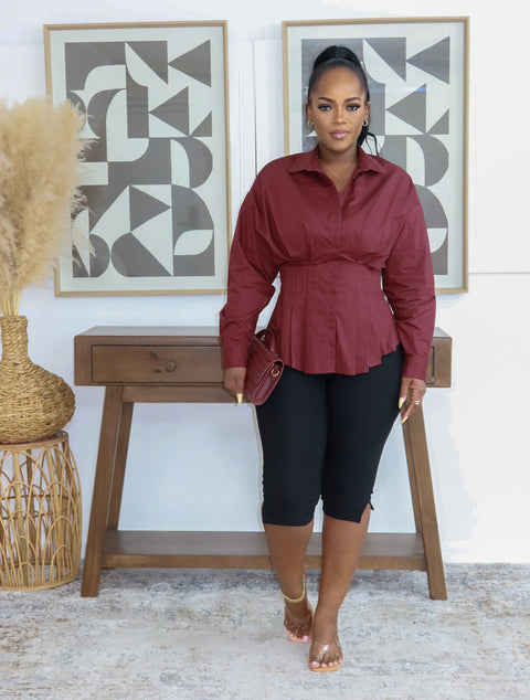 The Signature Corset Shirt (Burgundy)