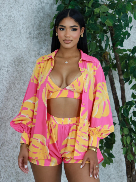 Summer Print Shorts Set (Pink) - Fitz Clothing