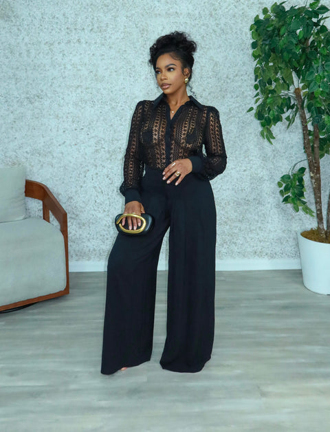 Evell Crochet Pants Set(Black)
