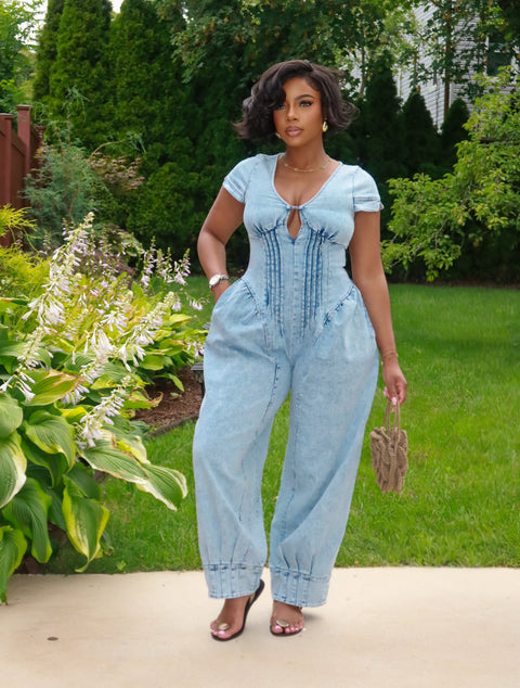 Signature Denim Barrel Jumpsuit