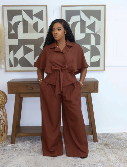 Torrace Cape Pants Set (Brick)