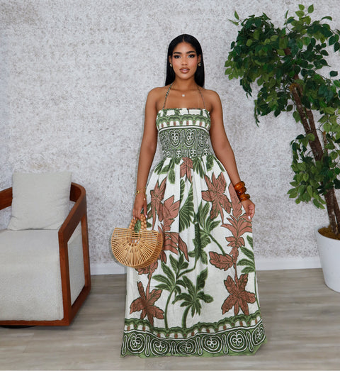 Miss Independent Maxi (Green & Brown) - Fitz Clothing