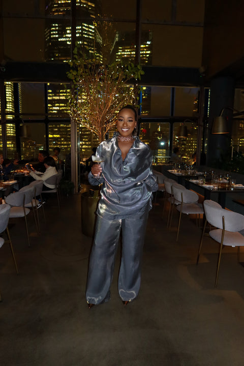 Rich Girl Club Pants Set (Silver)