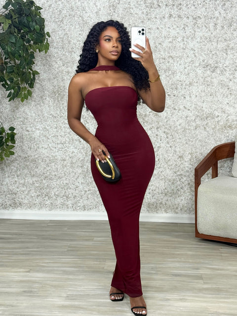 Isla Rouge Bodycon Maxi dress (Cherry)