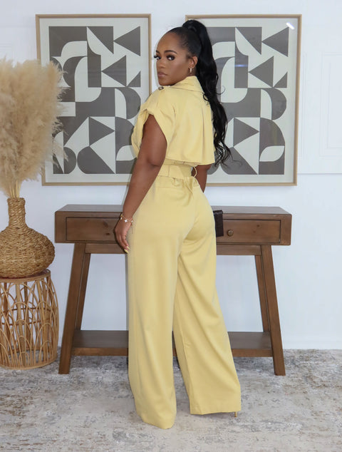 Rich Girl Trench Jumpsuit(Yellow)