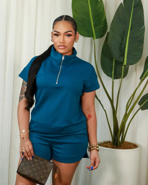 Ready To Vibe Shorts Set(Teal)