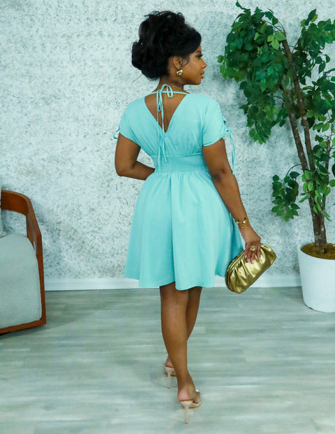 Fancy Flower Mini Dress(Mint)