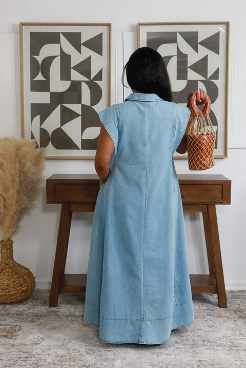 Tiara Denim Maxi (Light Denim) - Fitz Clothing