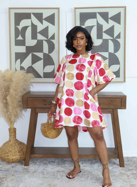 Summer Polka Mini Dress (Red) - Fitz Clothing
