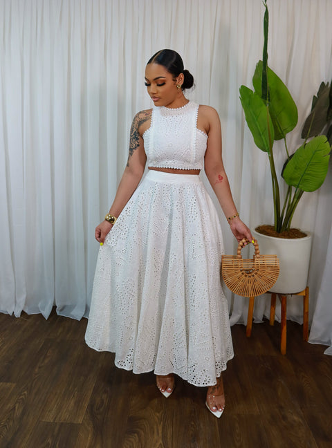 Toya Skirt Set(White) - Fitz Clothing