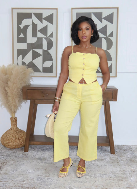 Serena Luxe Set (Pastel Yellow) - Fitz Clothing
