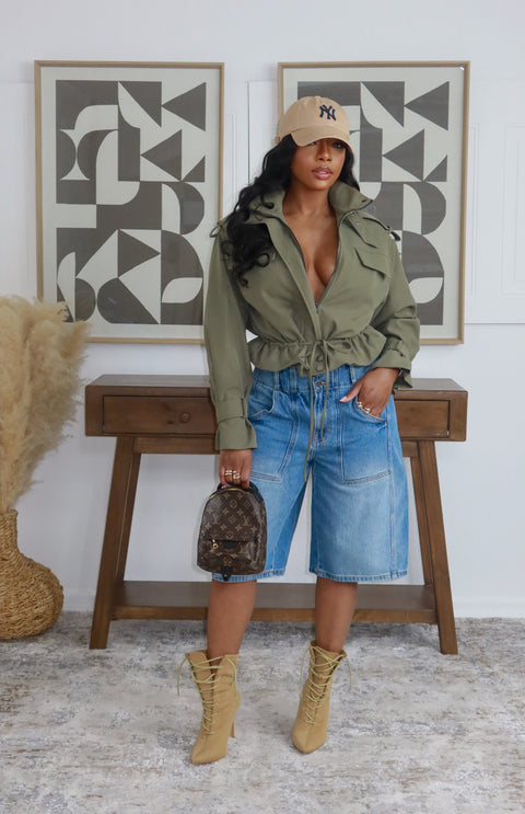 Dalia Woven Jacket (Olive) - Fitz Clothing